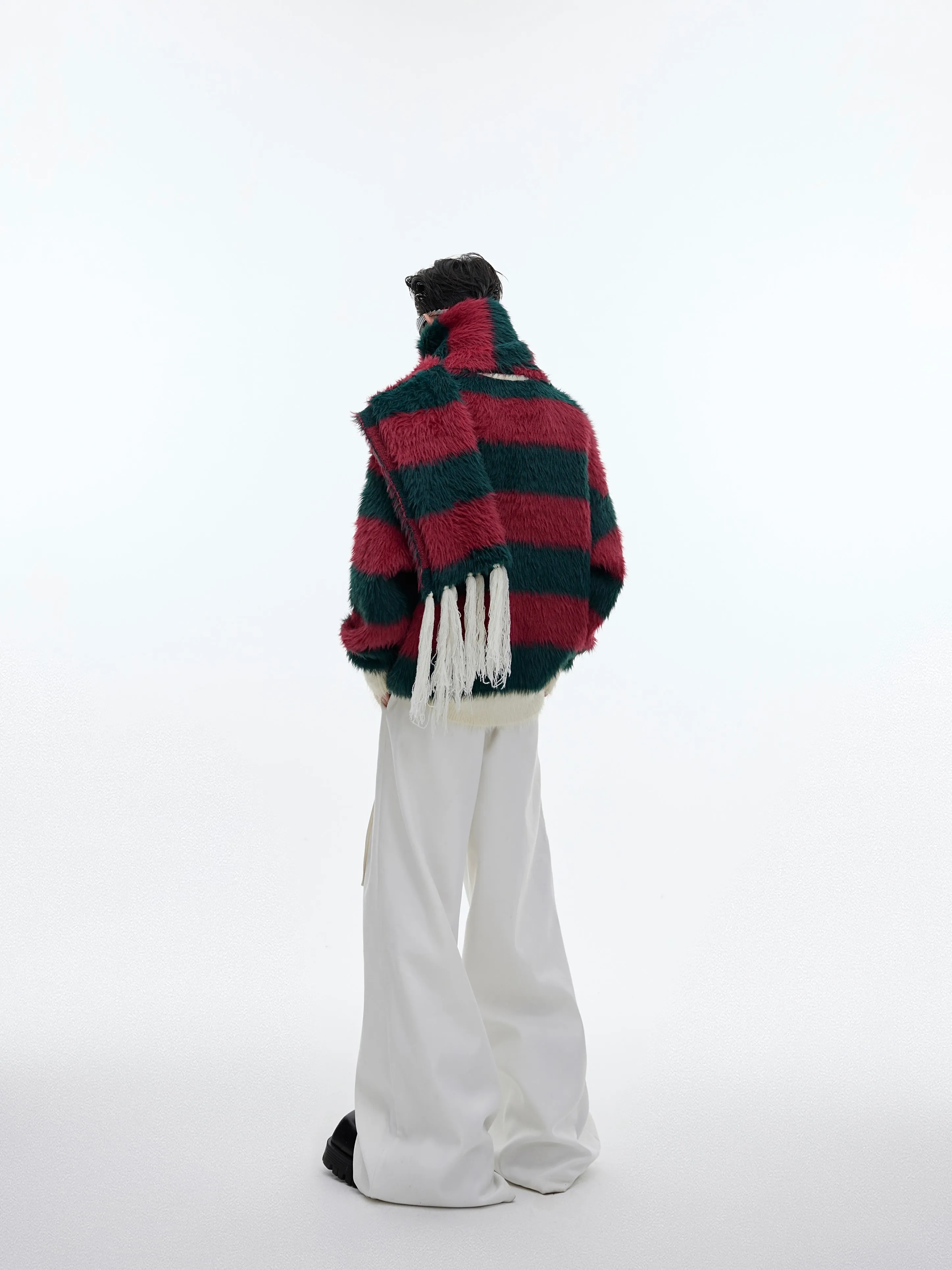 【23s December.】Christmas Imitation Mink Striped Thick Sweater(Comes with scarf)