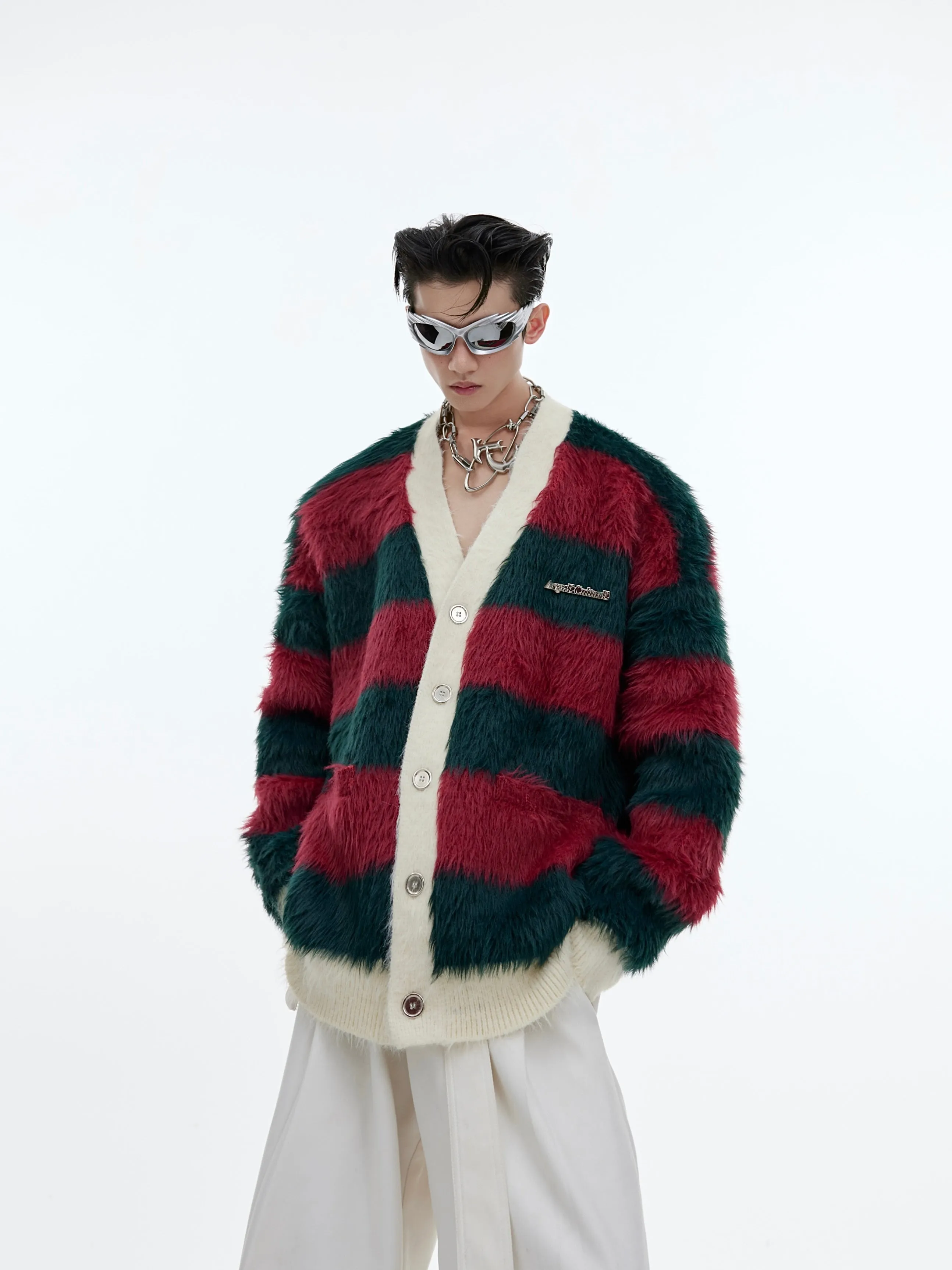 【23s December.】Christmas Imitation Mink Striped Thick Sweater(Comes with scarf)