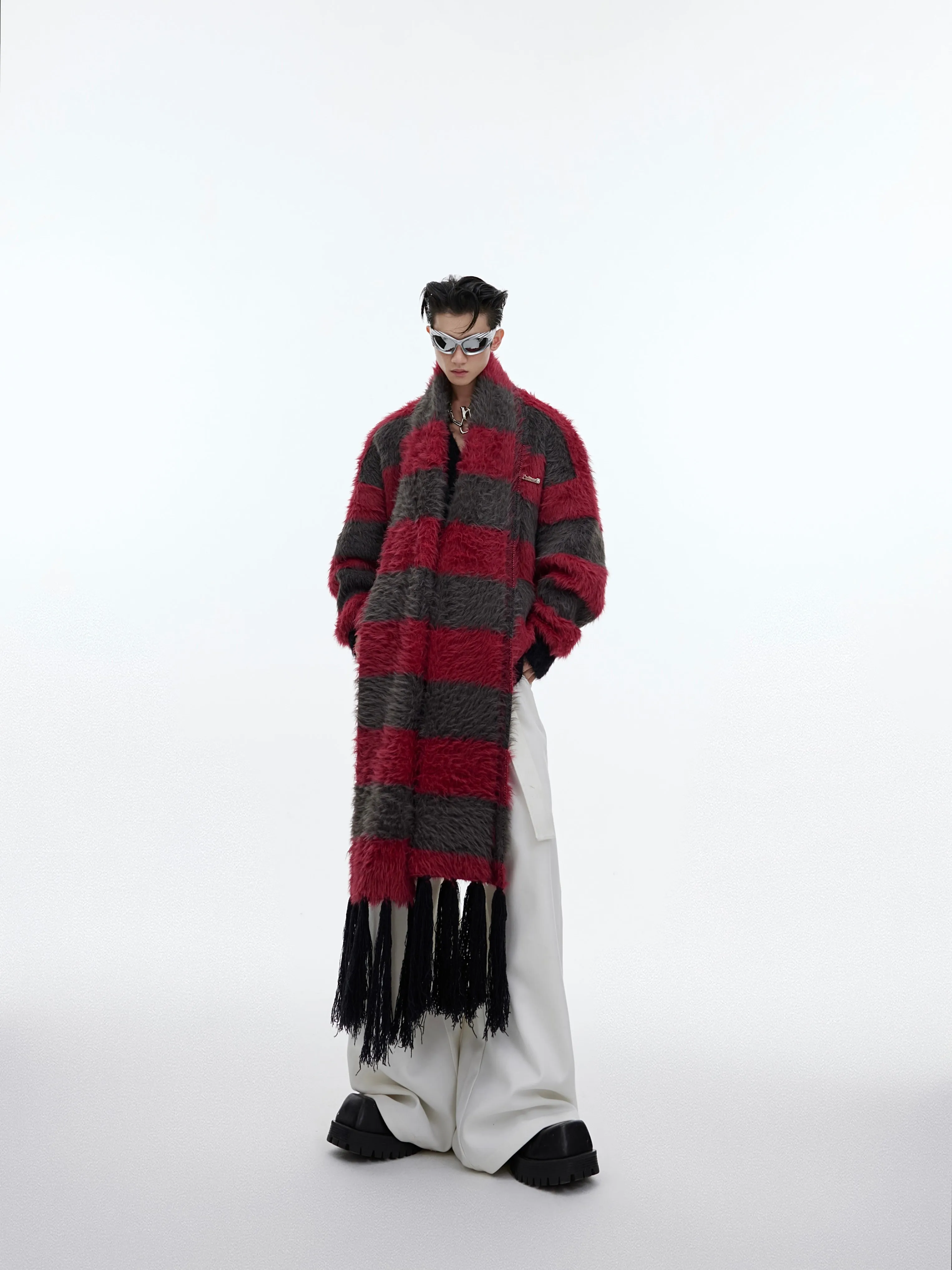 【23s December.】Christmas Imitation Mink Striped Thick Sweater(Comes with scarf)
