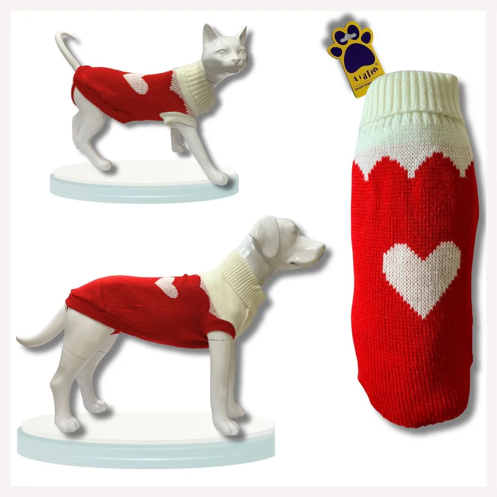A a Pets' Goodie Box of (2) for Dogs and Cats: Cozy Knitted Flannel Sweater & Boots