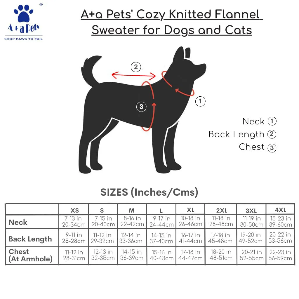 A a Pets' Goodie Box of (2) for Dogs and Cats: Cozy Knitted Flannel Sweater & Boots
