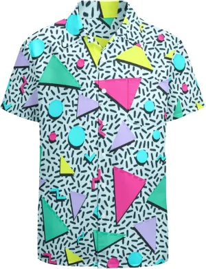 Artsadd 80s 90s Hawaiian Shirt for Men Vintage Button Down Short Sleeve Big and Tall Shirts Funny Party Disco Outfit