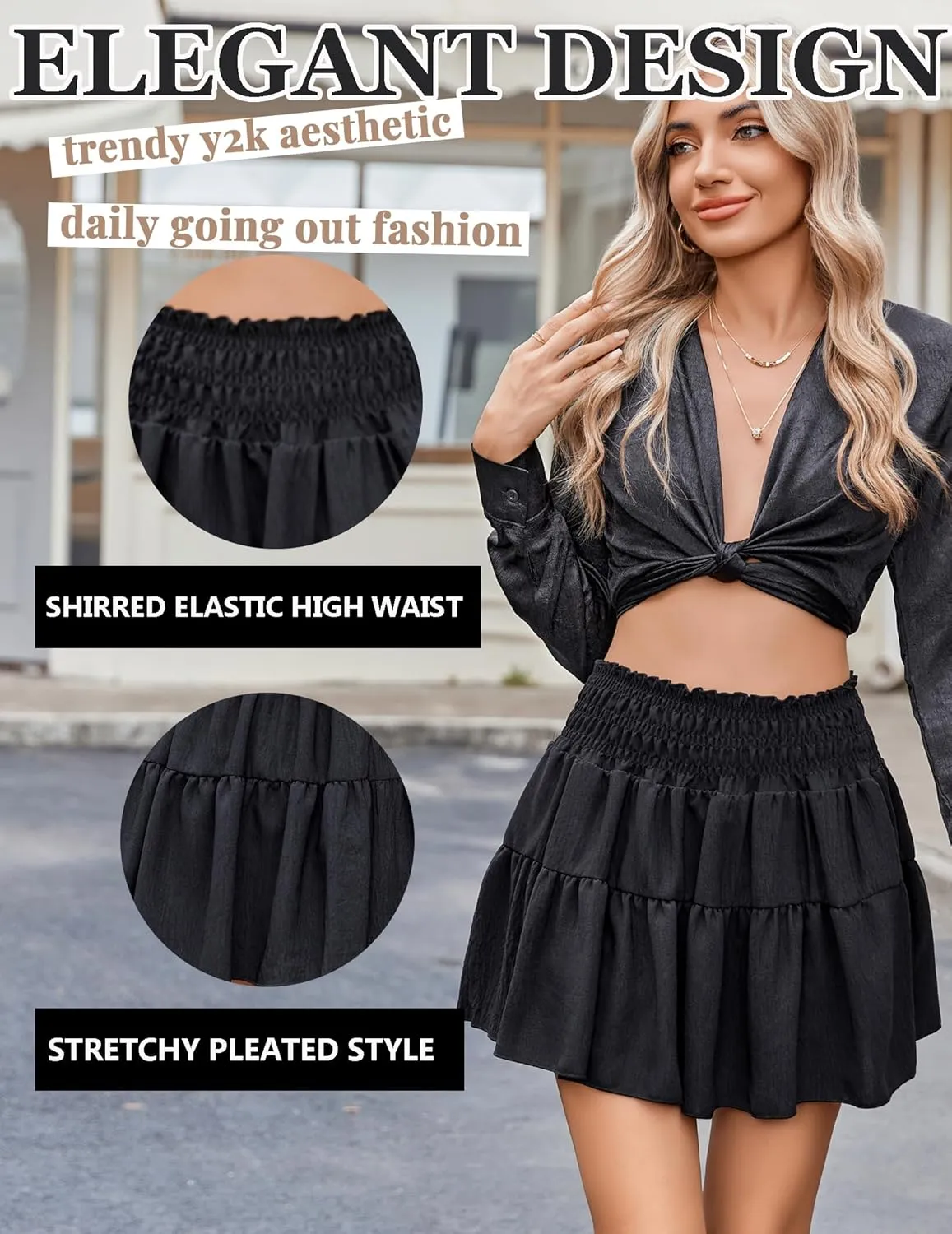 Avidlove Womens Summer Flowy Mini Skirts High Waisted Ruffle Boho Casual Cute Beach Short Skirt