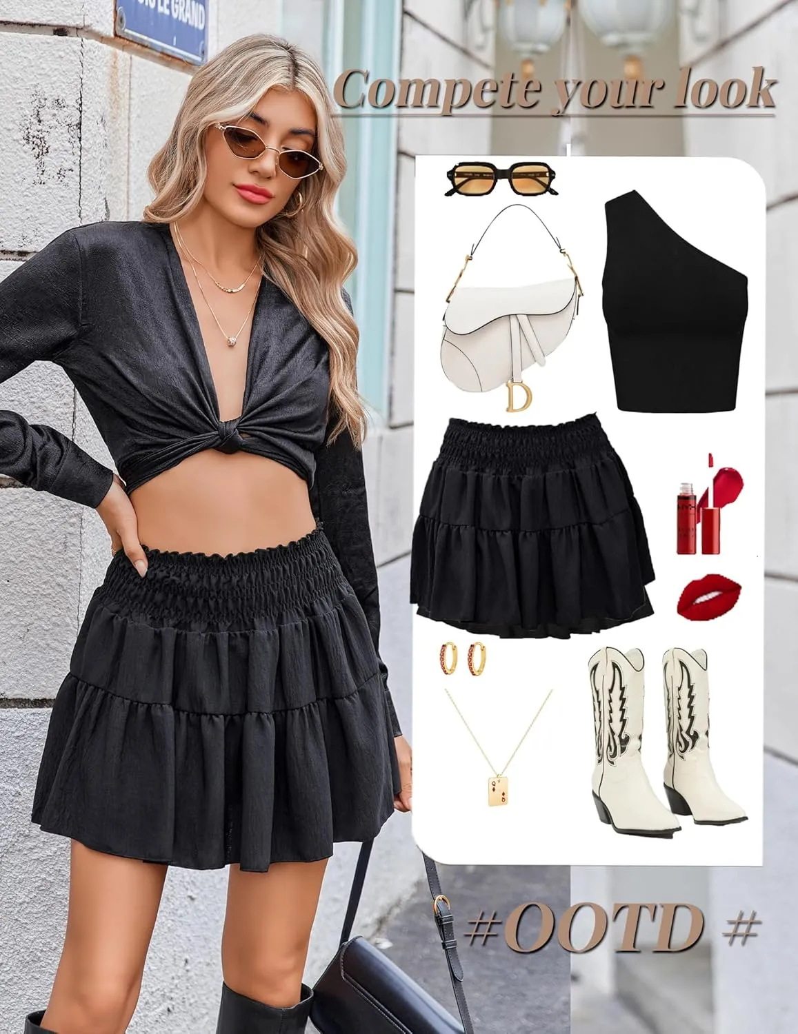 Avidlove Womens Summer Flowy Mini Skirts High Waisted Ruffle Boho Casual Cute Beach Short Skirt