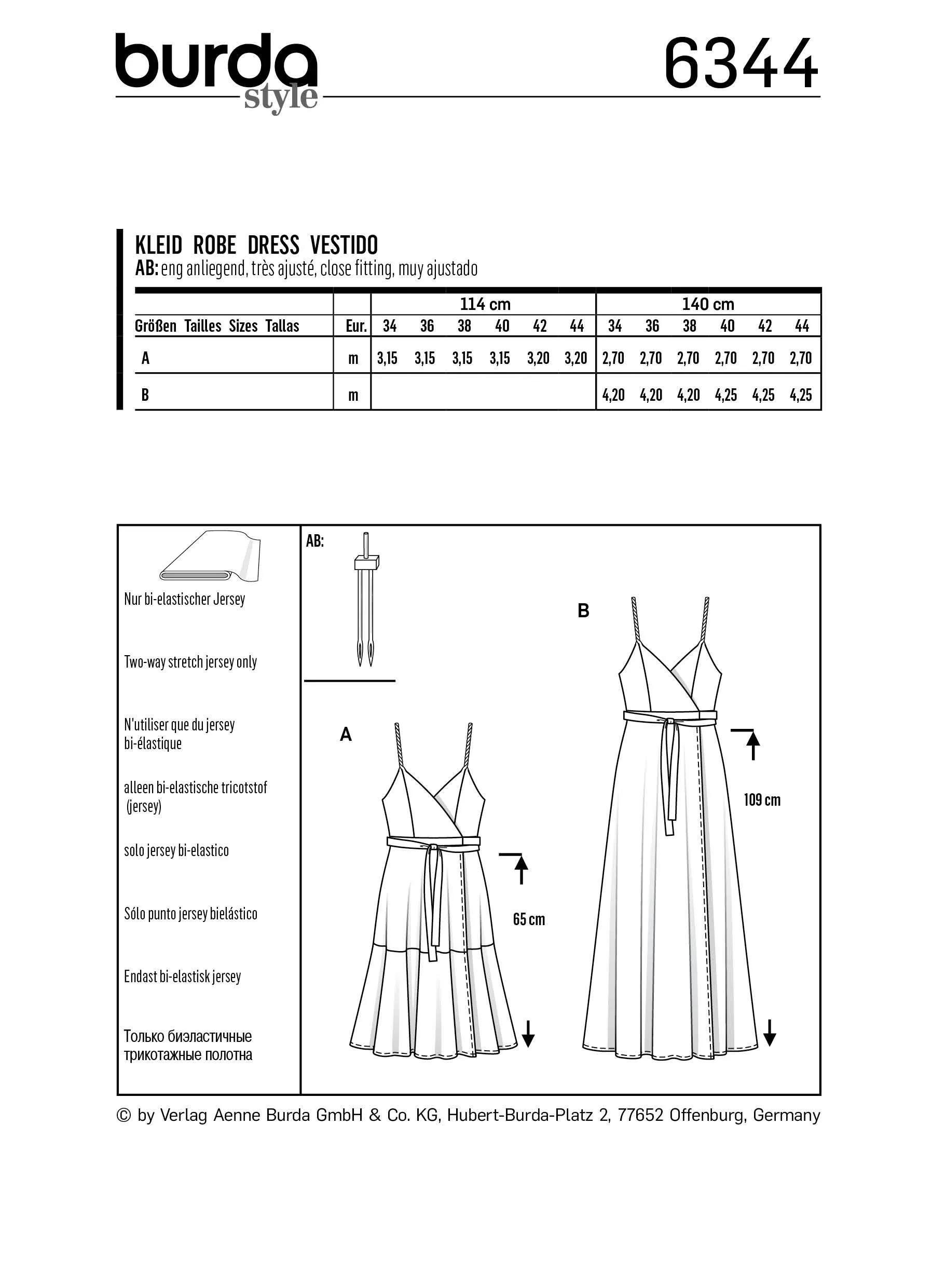 BD6344 Misses' wrap dress sewing pattern