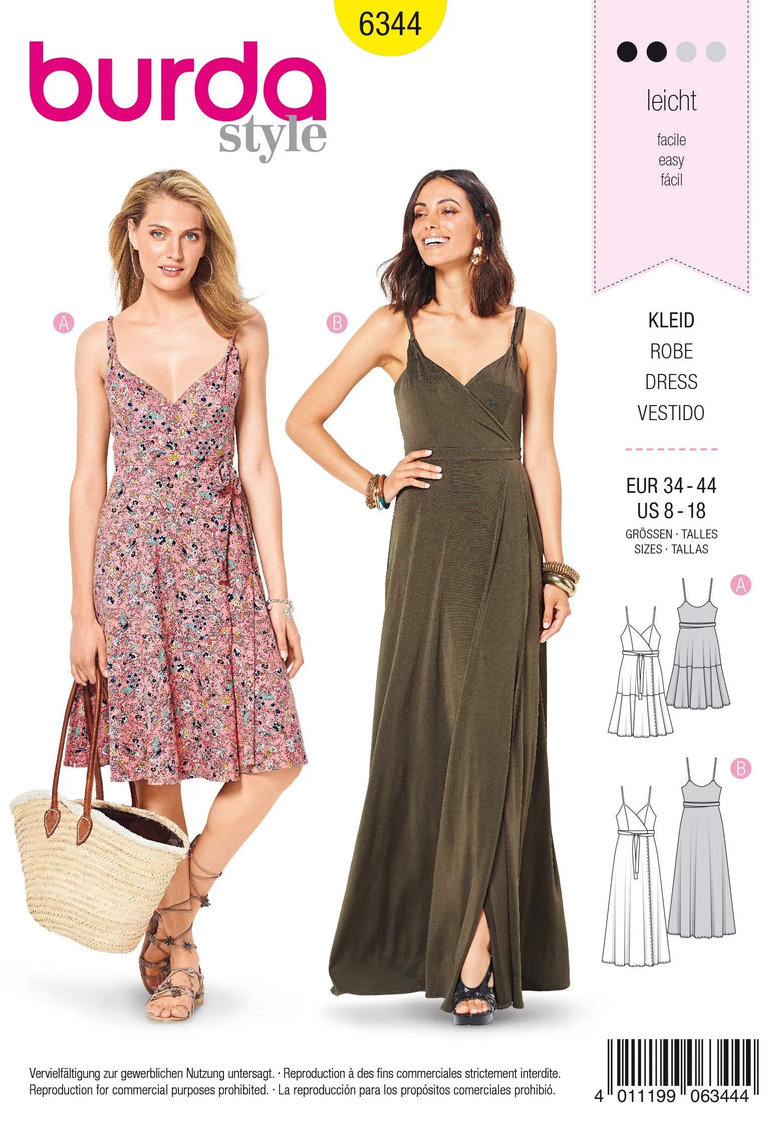 BD6344 Misses' wrap dress sewing pattern