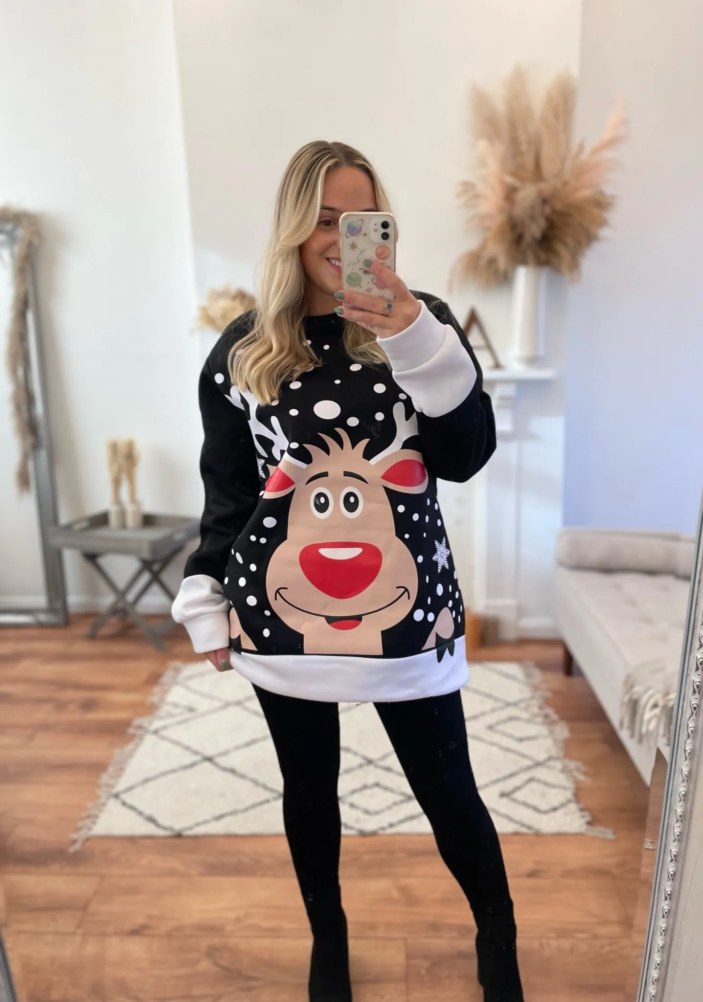 Black Rudolph Oversized Festive Jumper