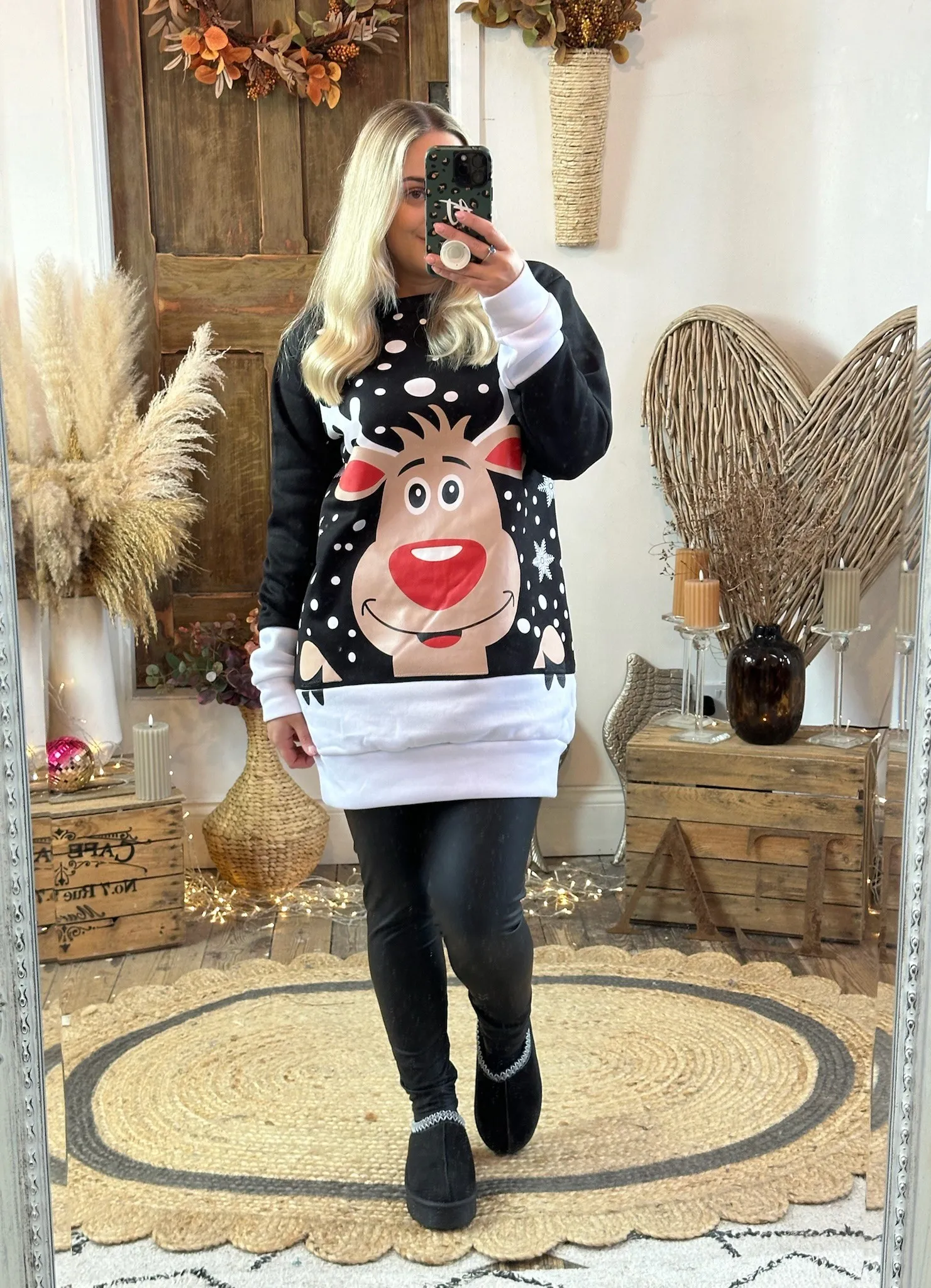 Black Rudolph Oversized Festive Jumper