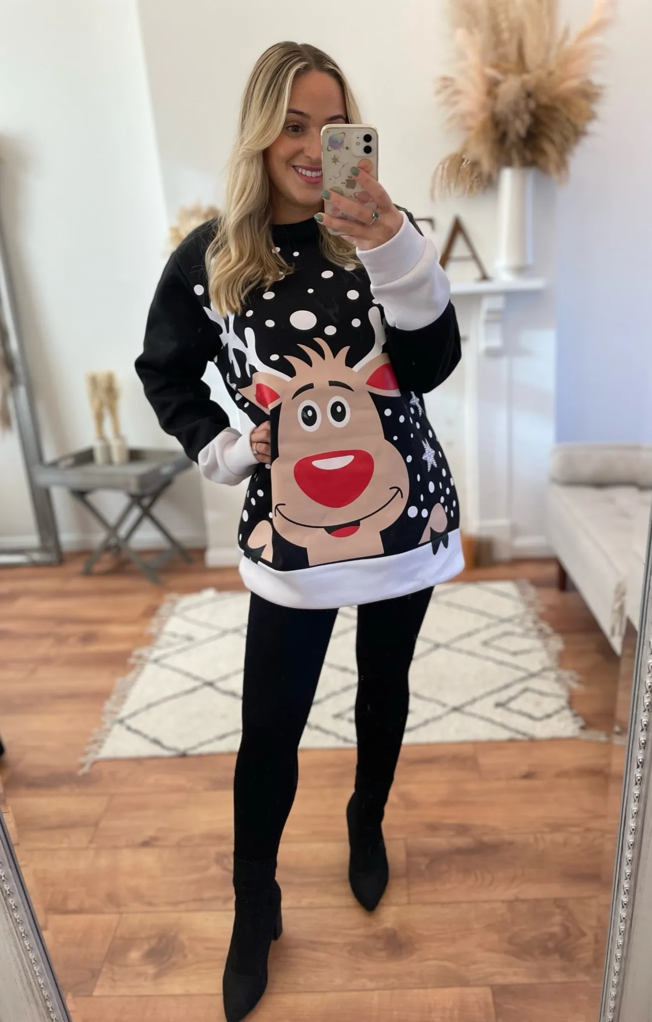 Black Rudolph Oversized Festive Jumper