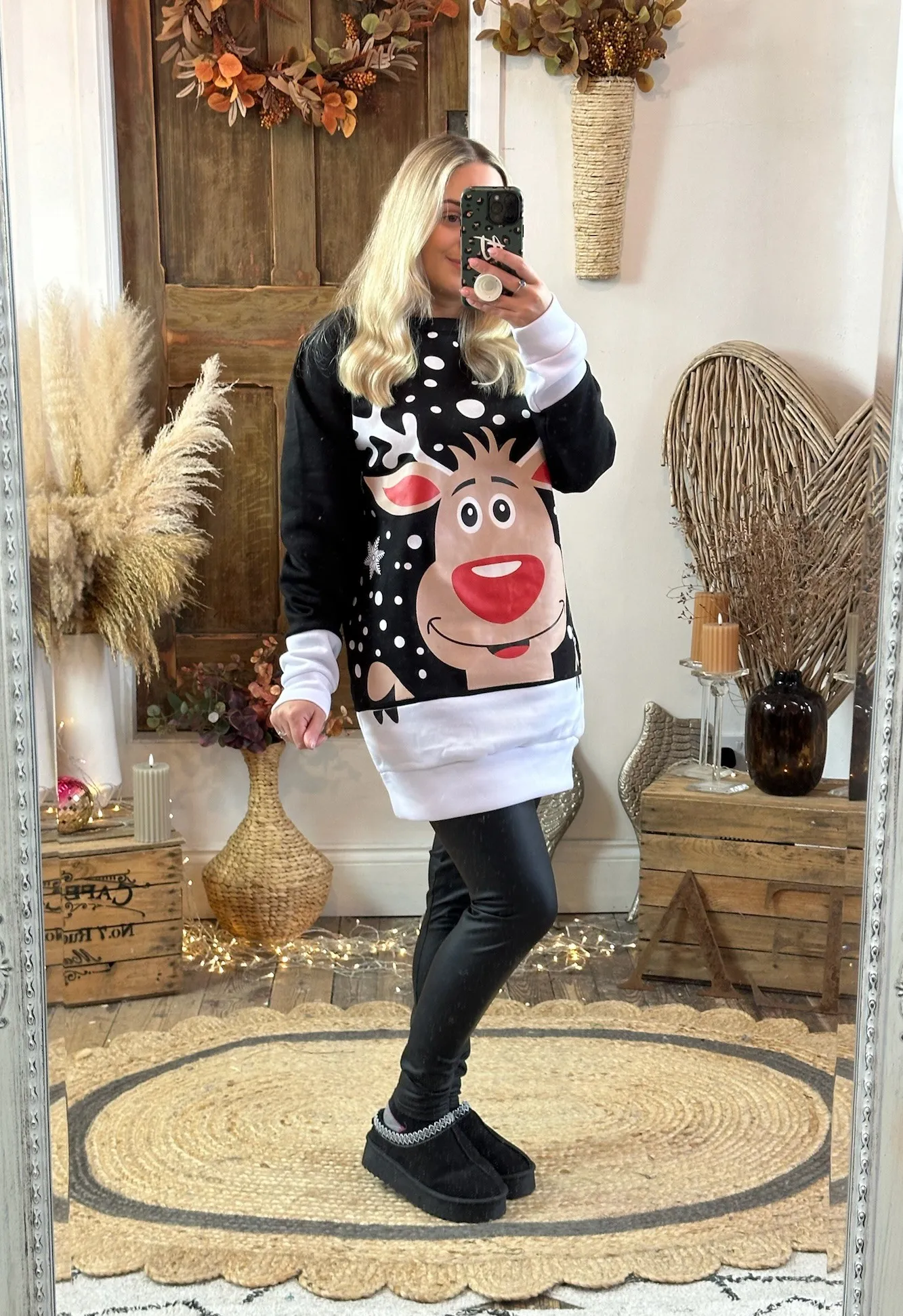 Black Rudolph Oversized Festive Jumper