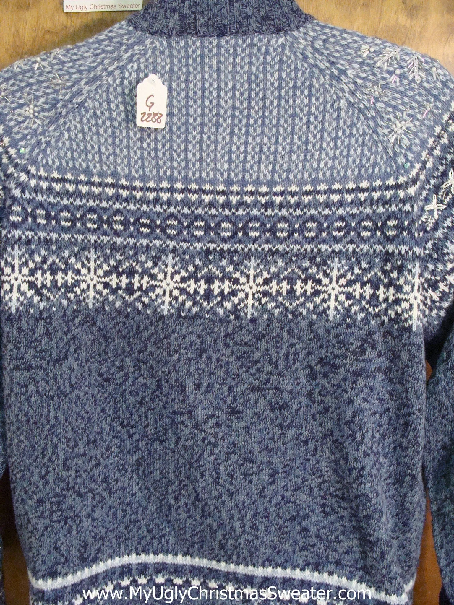 Blue Nordic Snowflakes Light Up Ugly Xmas Sweater