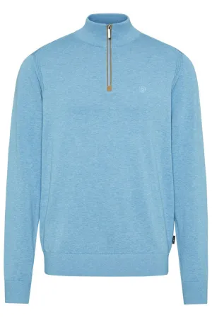 Bugatti - Cotton, Half Zip, Light Blue