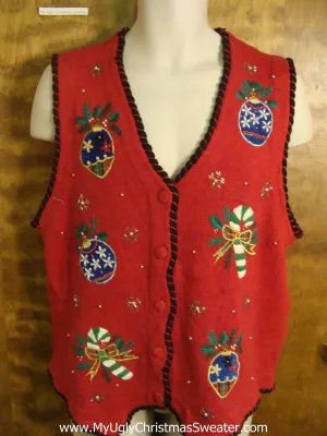 Candy Canes and Ornaments Ugly Christmas Sweater Vest