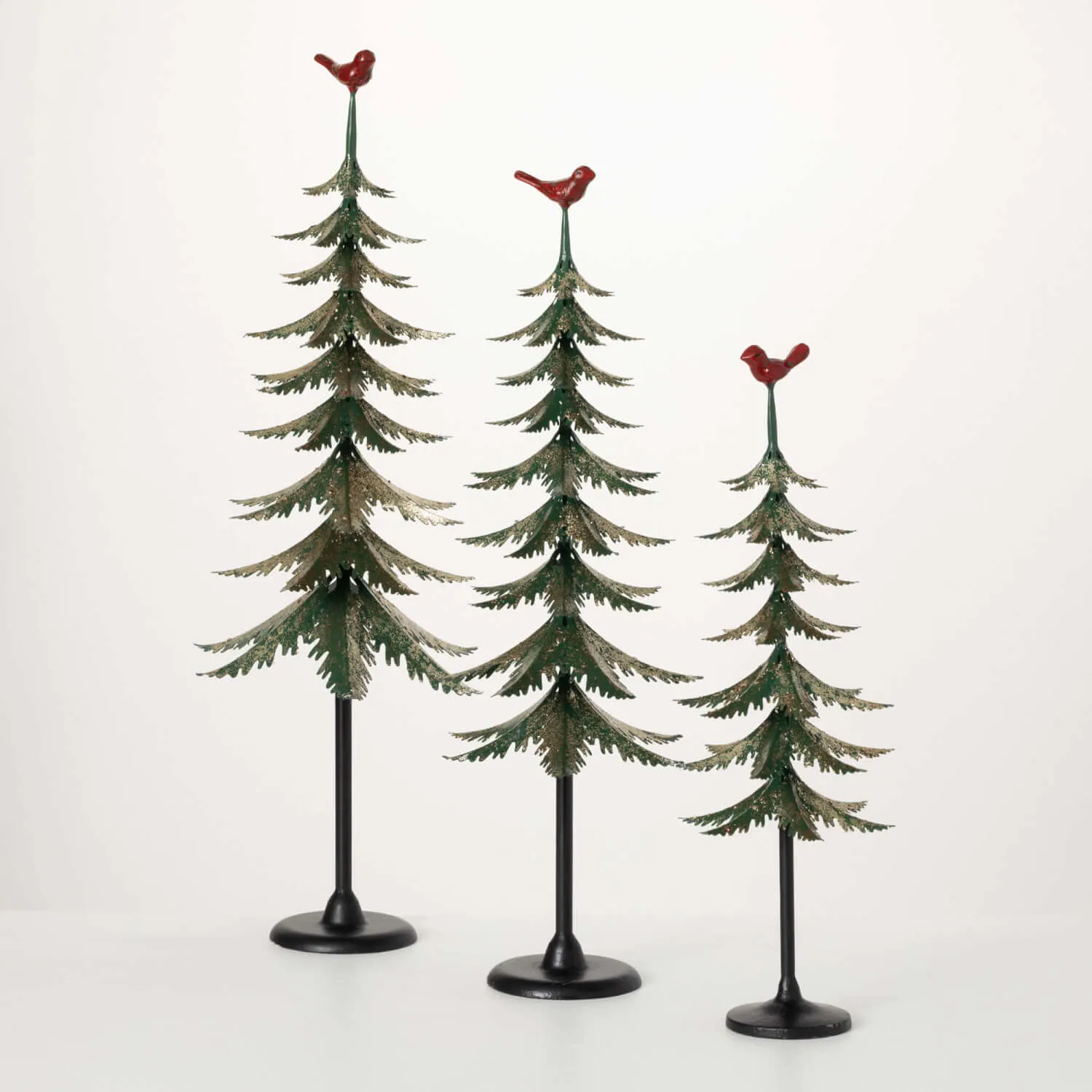 Cardinal-Topped Pine Tree Set
