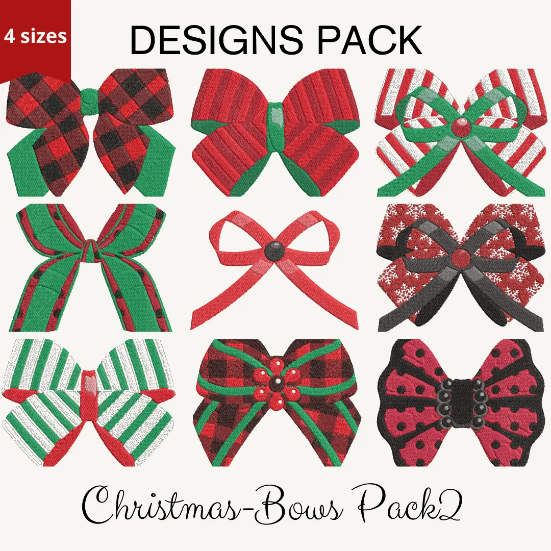 Christmas Bows Pack 2 : Design Pack - Embroidery Design
