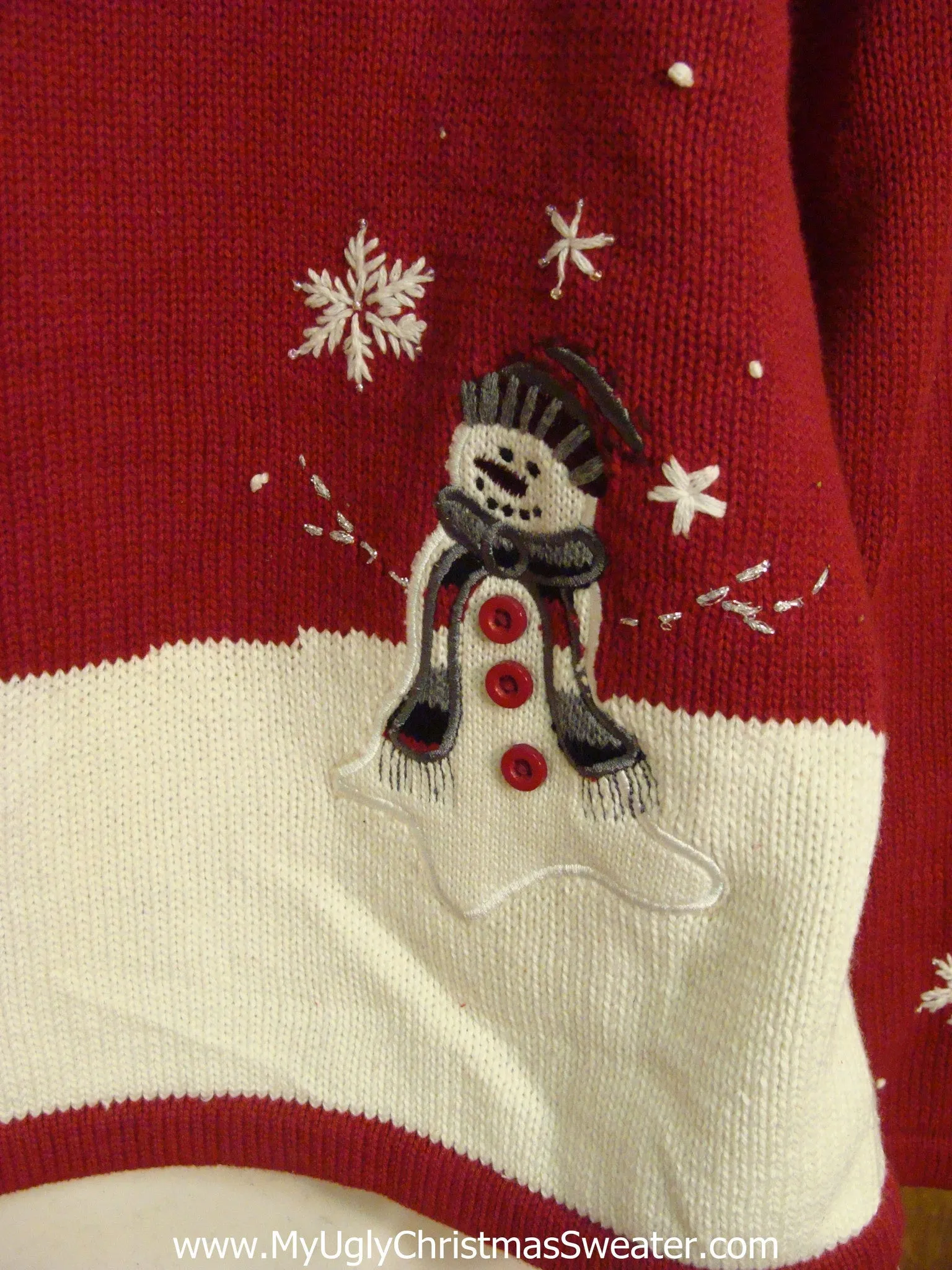 Country Snowy Cabin Snowman Light Up Ugly Xmas Sweater