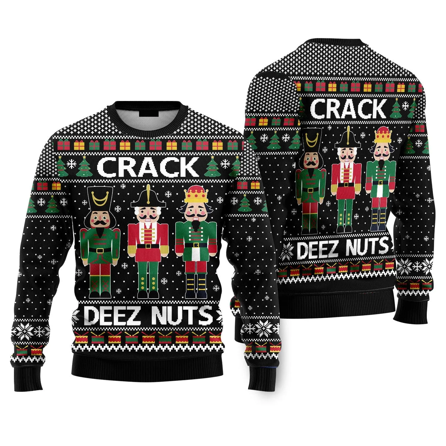 Crack Deez Nuts Nutcracker Ugly Christmas Sweater For Men & Women