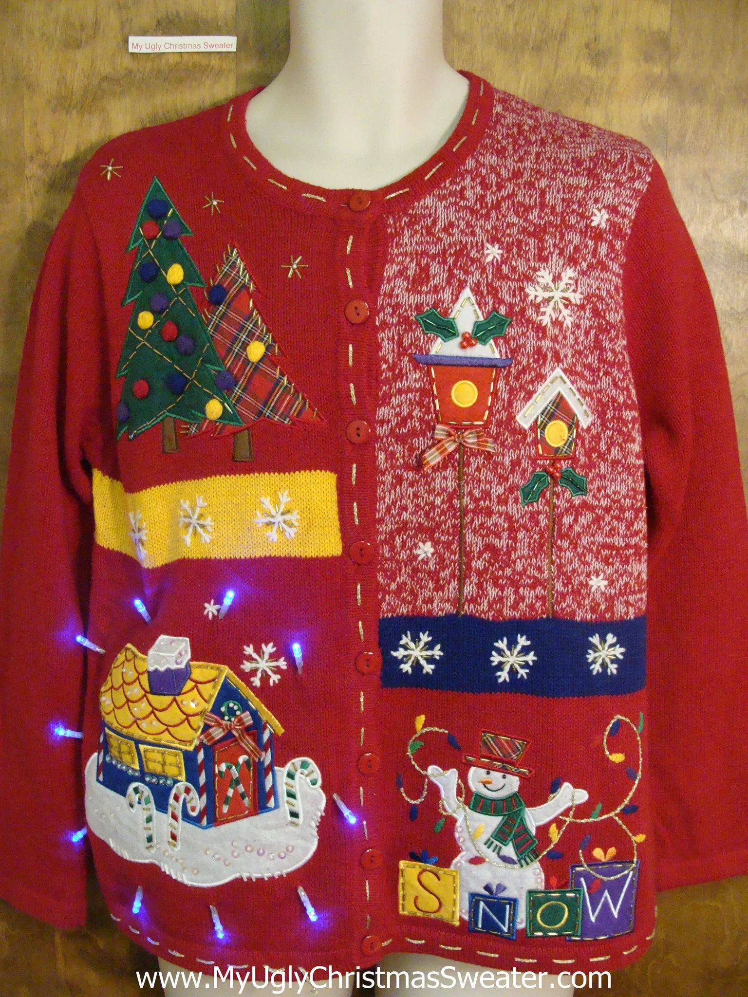 Crafty Birdhouses Light Up Ugly Xmas Sweater