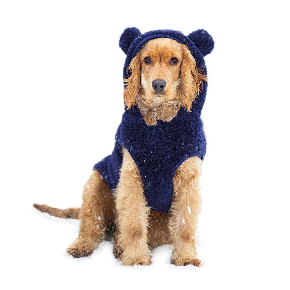 Cupid & Comet | Christmas Dog Costume | Festive Navy Teddy Bear Hoodie