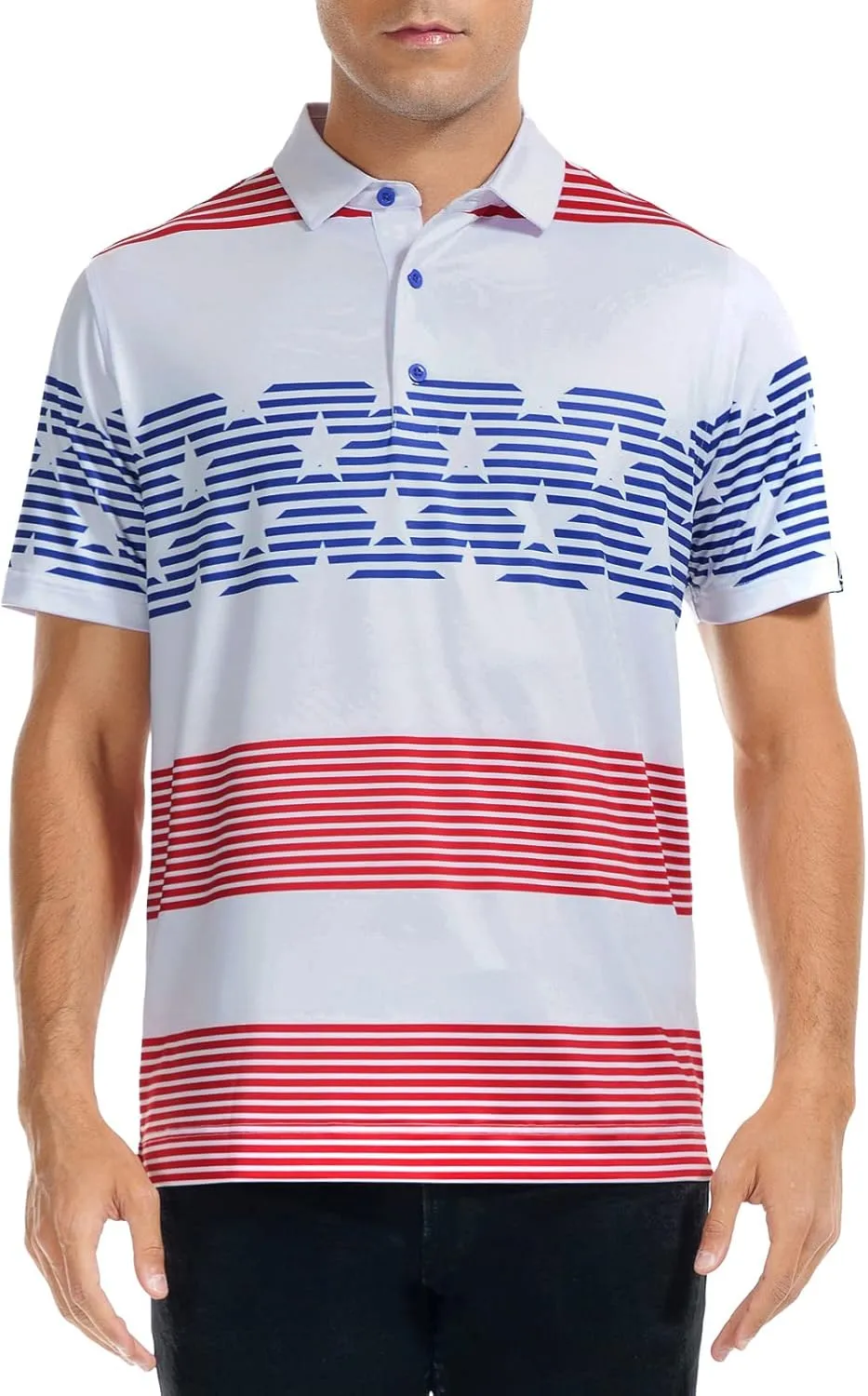 DEOLAX Mens Golf Shirt Fashion Prints Athletic Mens Polo Shirts Short Sleeve Classic Casual Dry Fit Soft Golf Shirts for Men