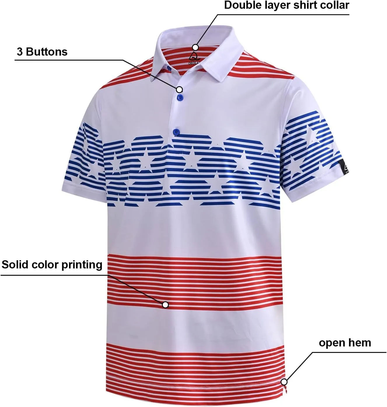 DEOLAX Mens Golf Shirt Fashion Prints Athletic Mens Polo Shirts Short Sleeve Classic Casual Dry Fit Soft Golf Shirts for Men