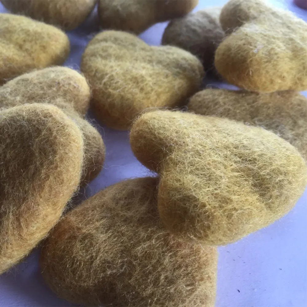Felt Hearts Mustard Yellow