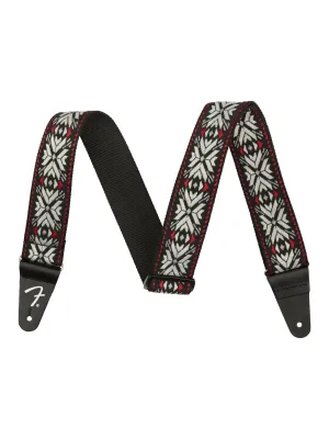 Fender Pasadena Woven Strap, Red Snowflake, 2"