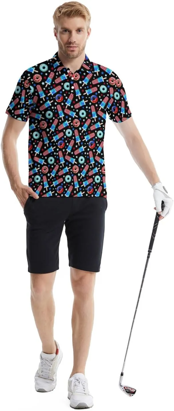 Funny Golf Shirts for Men Moisture Wicking Men's Fun Golf Polo Shirts Quick-Dry Polo Shirts Short Sleeve