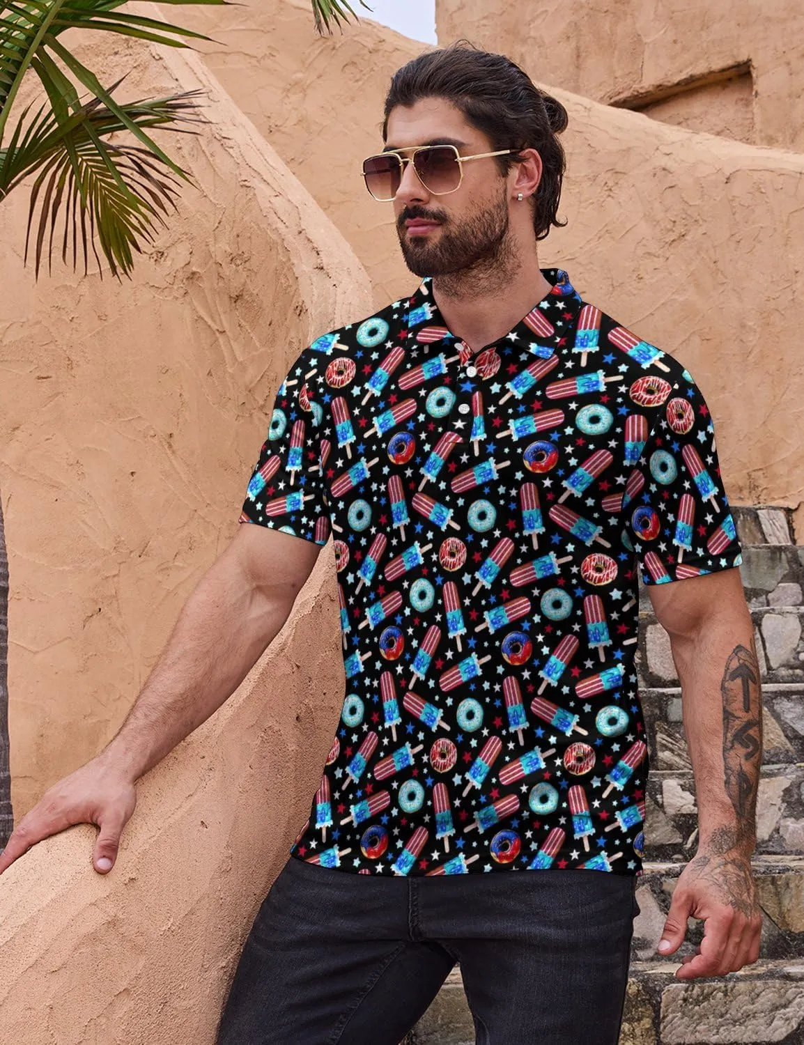 Funny Golf Shirts for Men Moisture Wicking Men's Fun Golf Polo Shirts Quick-Dry Polo Shirts Short Sleeve