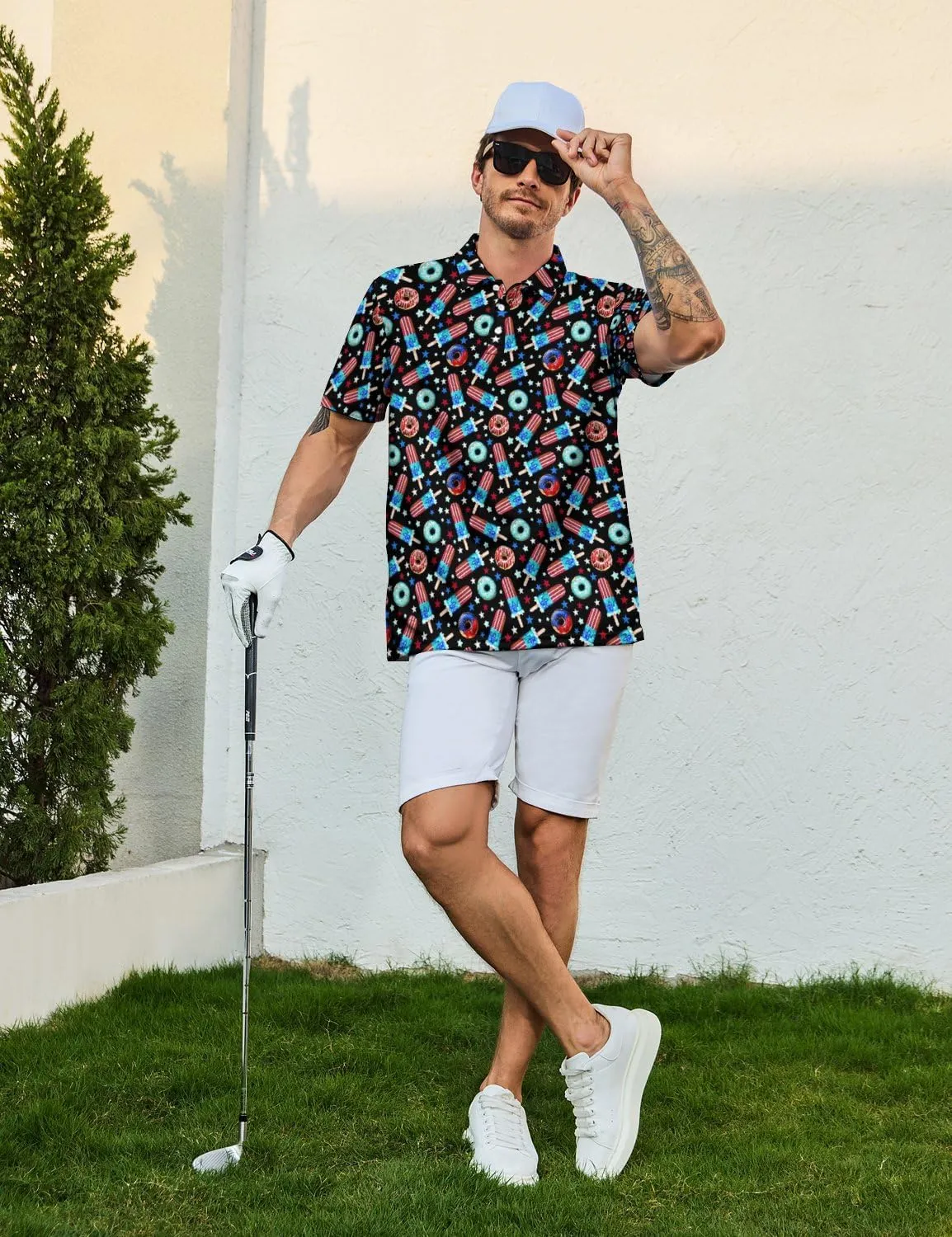 Funny Golf Shirts for Men Moisture Wicking Men's Fun Golf Polo Shirts Quick-Dry Polo Shirts Short Sleeve