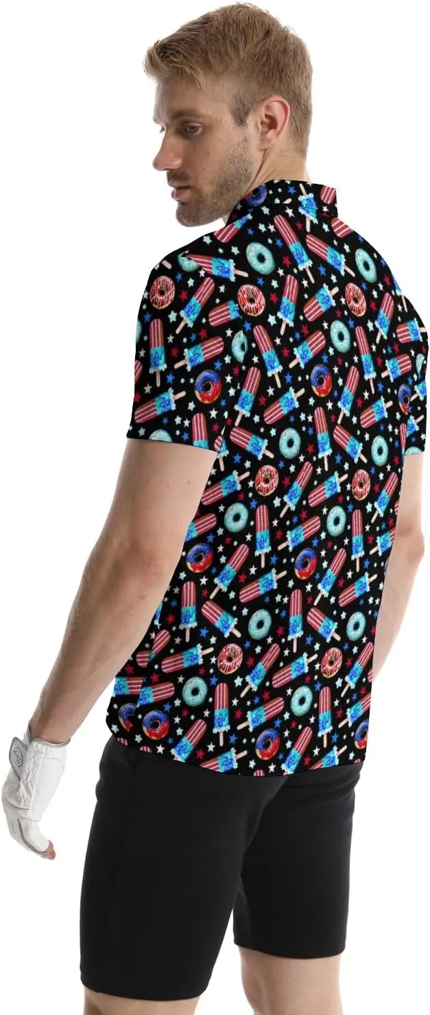 Funny Golf Shirts for Men Moisture Wicking Men's Fun Golf Polo Shirts Quick-Dry Polo Shirts Short Sleeve