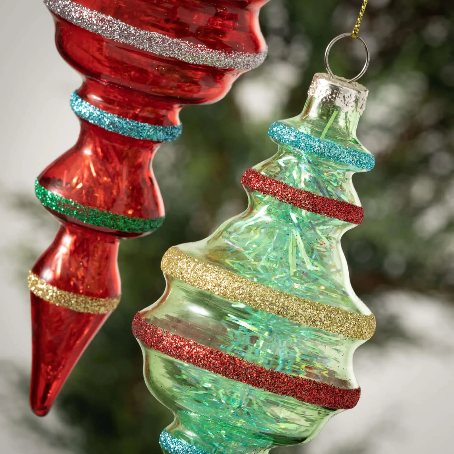 Glitter-Trimmed Finial Set 2