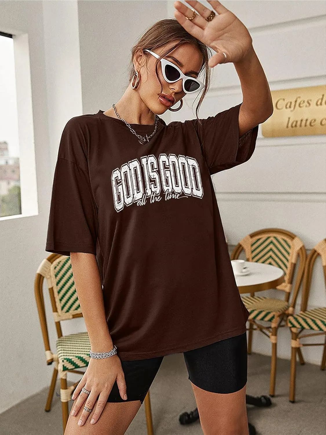 God is Good Shirt Christian Shirts for Women Oversized Jesus Religious Gift Tops Bible Verse Inspirational Tee
