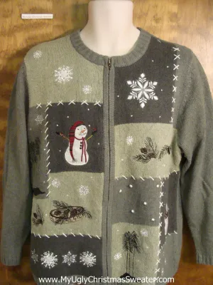 Green Patchwork Cheesy Christmas Sweater