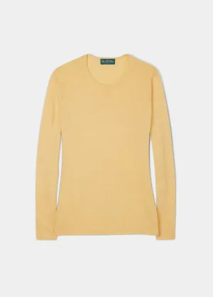 Hannah Ladies Cotton Cashmere Crew Neck Jumper In Solar