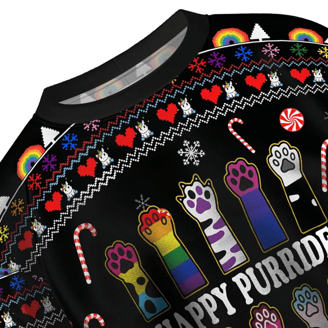 Happy Purride LGBT Ugly Christmas Sweater, LGBT Christmas 3D Shirt