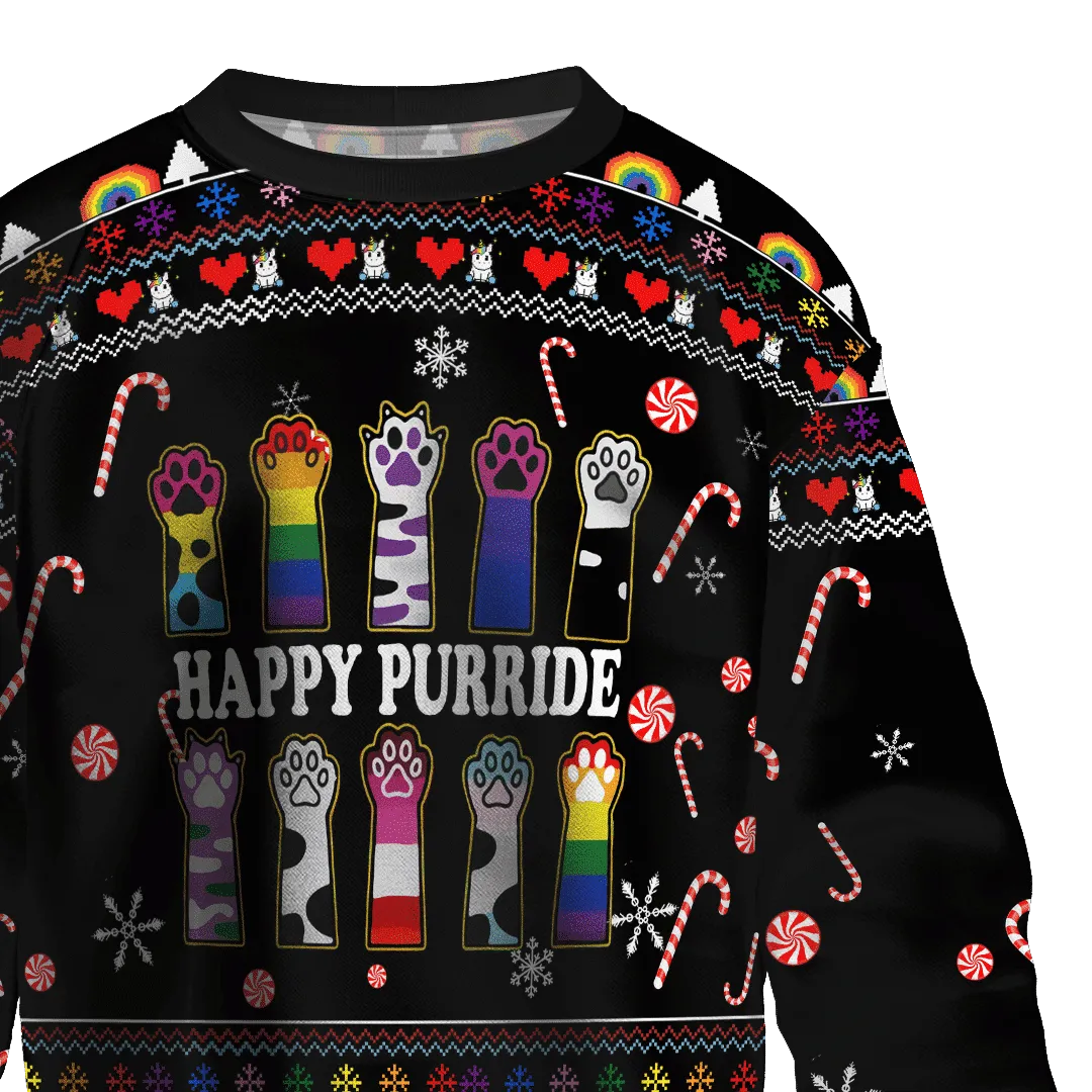 Happy Purride LGBT Ugly Christmas Sweater, LGBT Christmas 3D Shirt