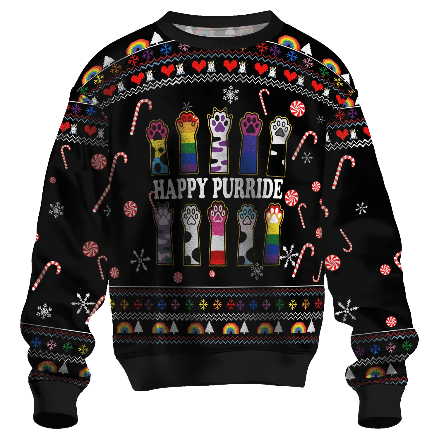Happy Purride LGBT Ugly Christmas Sweater, LGBT Christmas 3D Shirt
