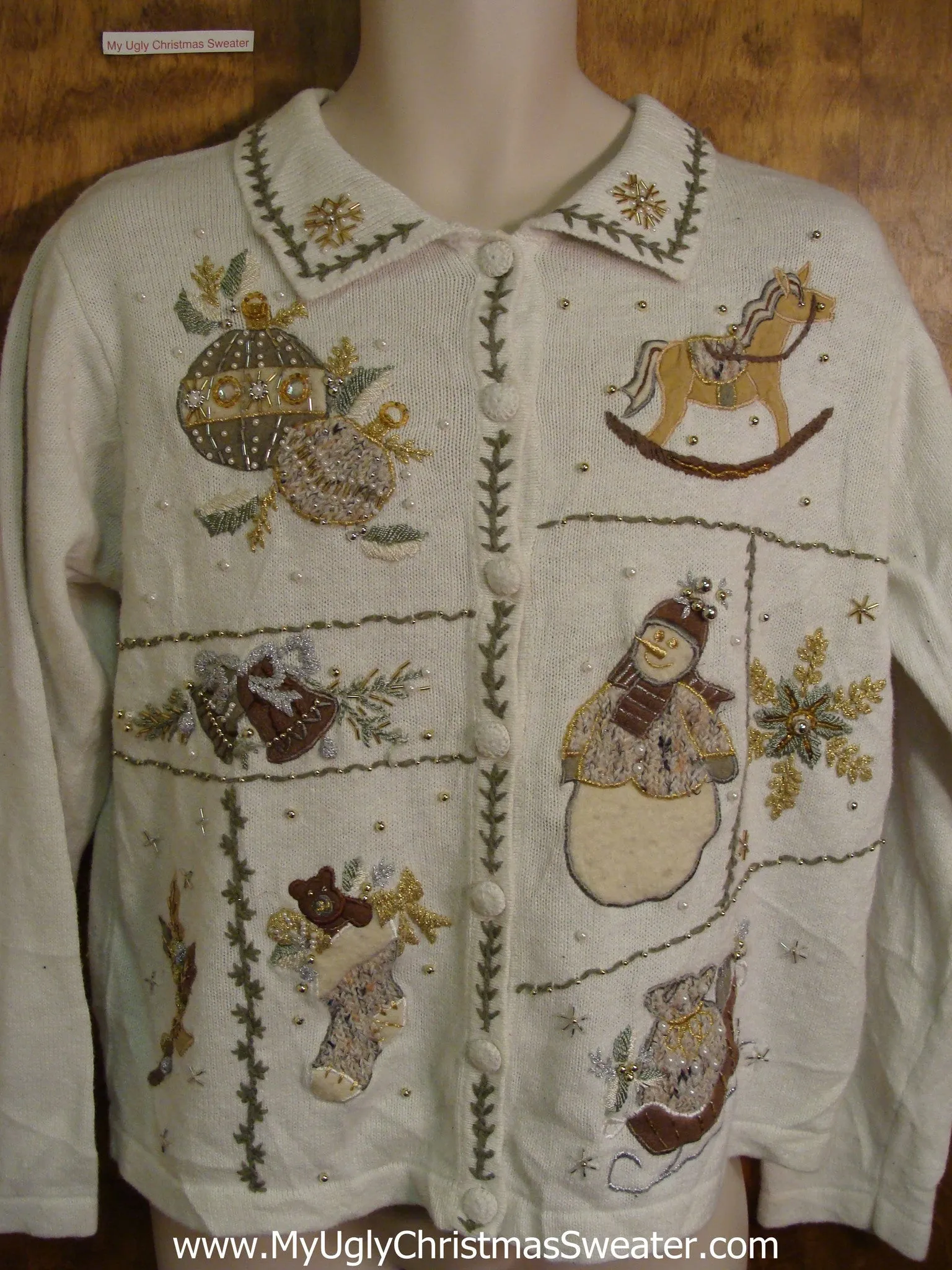Horrible Tan and Brown Ugliest Christmas Sweater