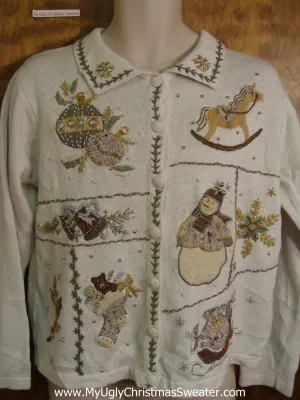 Horrible Tan and Brown Ugliest Christmas Sweater