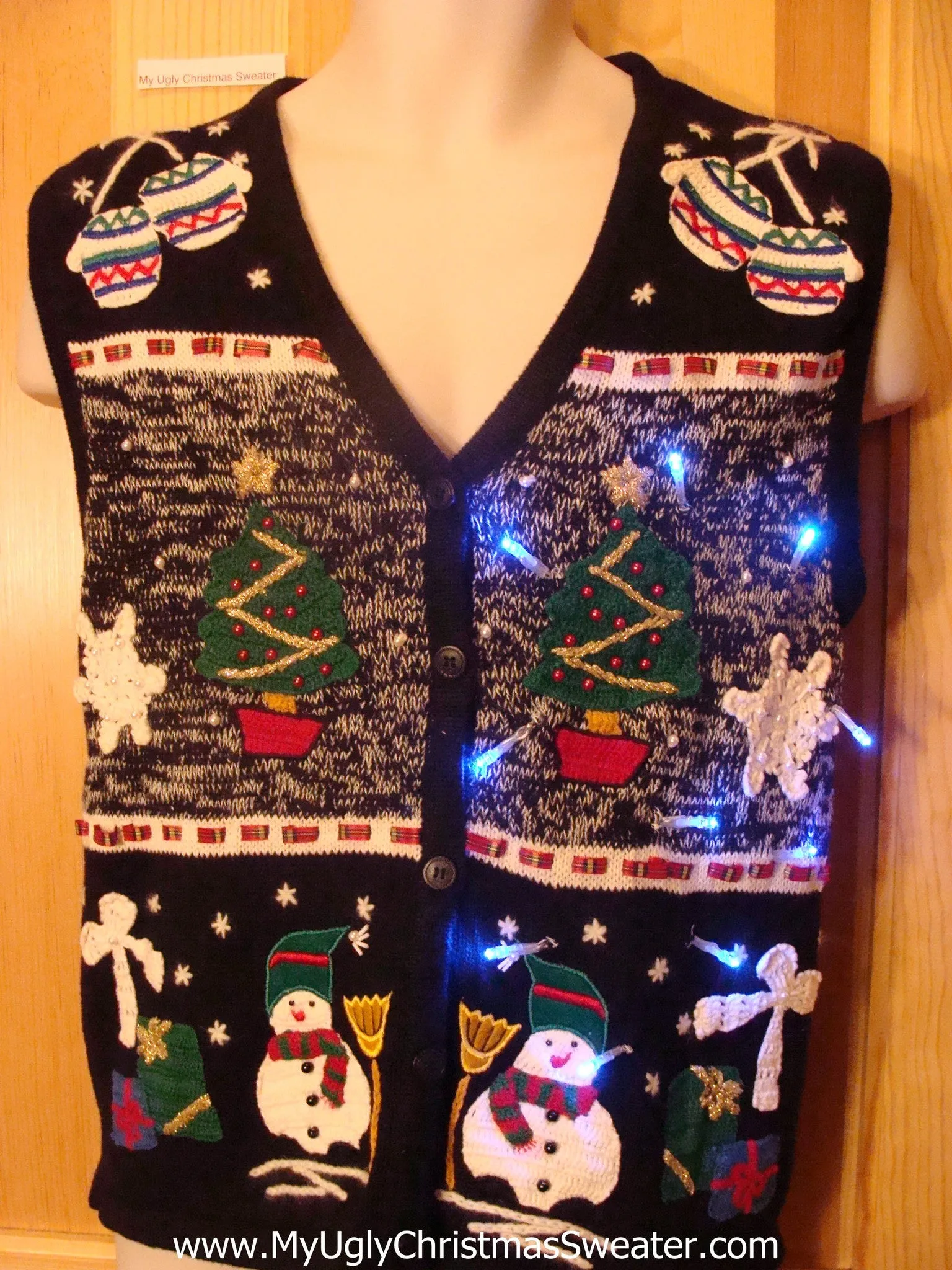 Light Up Christmas Sweater Vest with Snowflakes