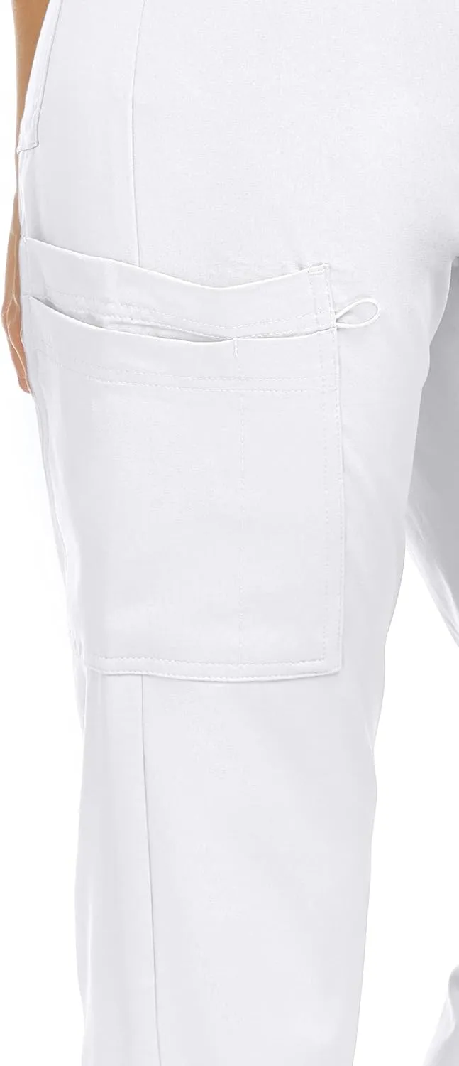MediChic Womens Scrubs 4-Way Anti-Wrinkle Stretch Straight Leg Six Pocket Pants with Cargo Pockets