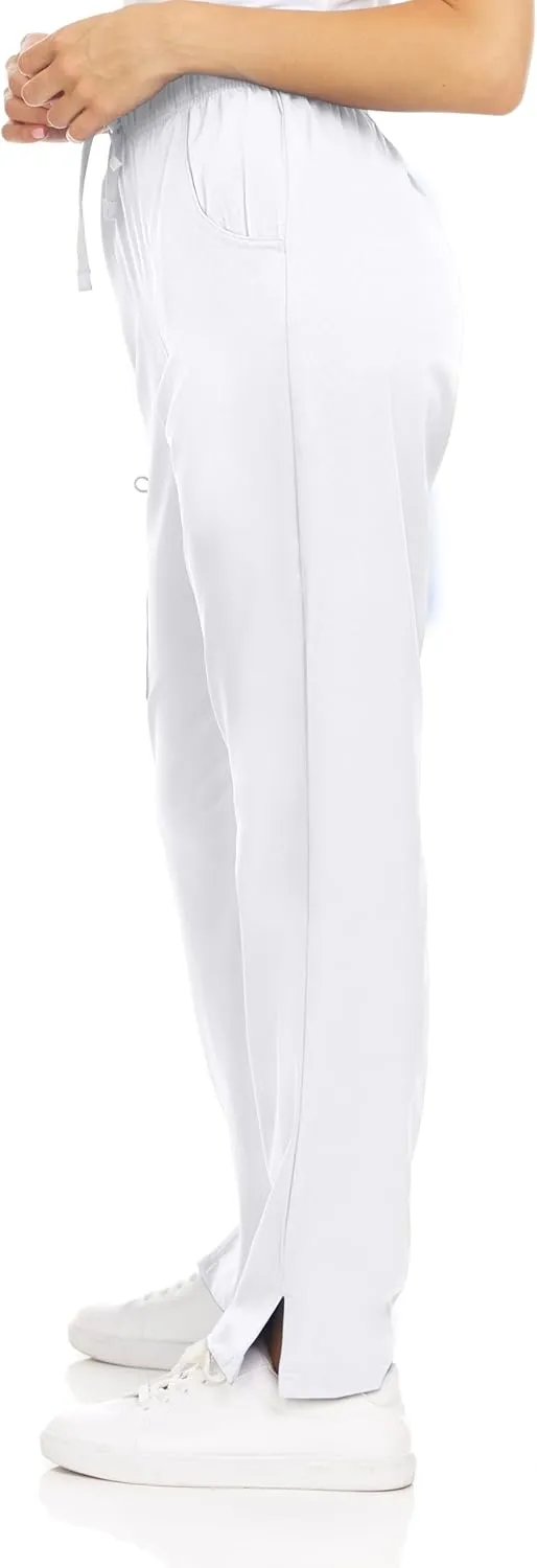 MediChic Womens Scrubs 4-Way Anti-Wrinkle Stretch Straight Leg Six Pocket Pants with Cargo Pockets