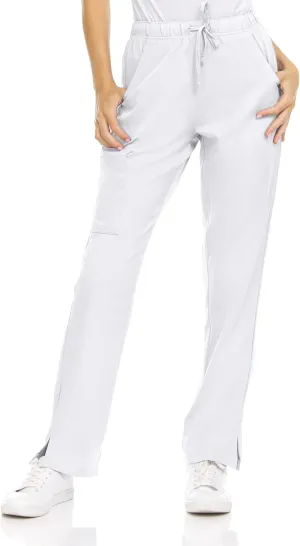 MediChic Womens Scrubs 4-Way Anti-Wrinkle Stretch Straight Leg Six Pocket Pants with Cargo Pockets