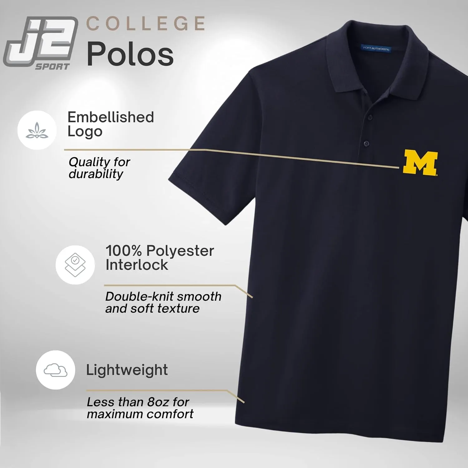 Mens Adult Polo  NCAA Collegiate Short Sleeve Polo Shirt