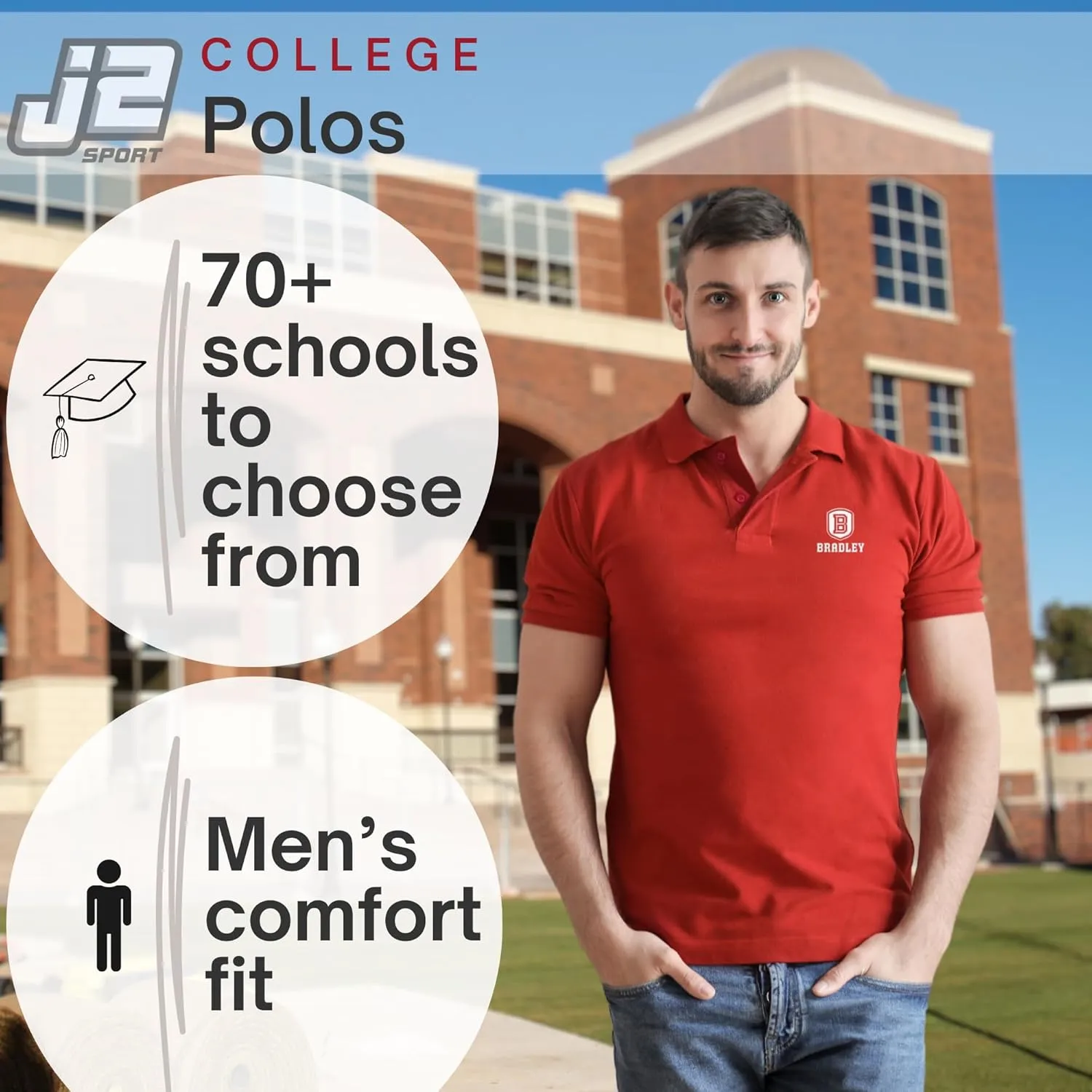 Mens Adult Polo  NCAA Collegiate Short Sleeve Polo Shirt