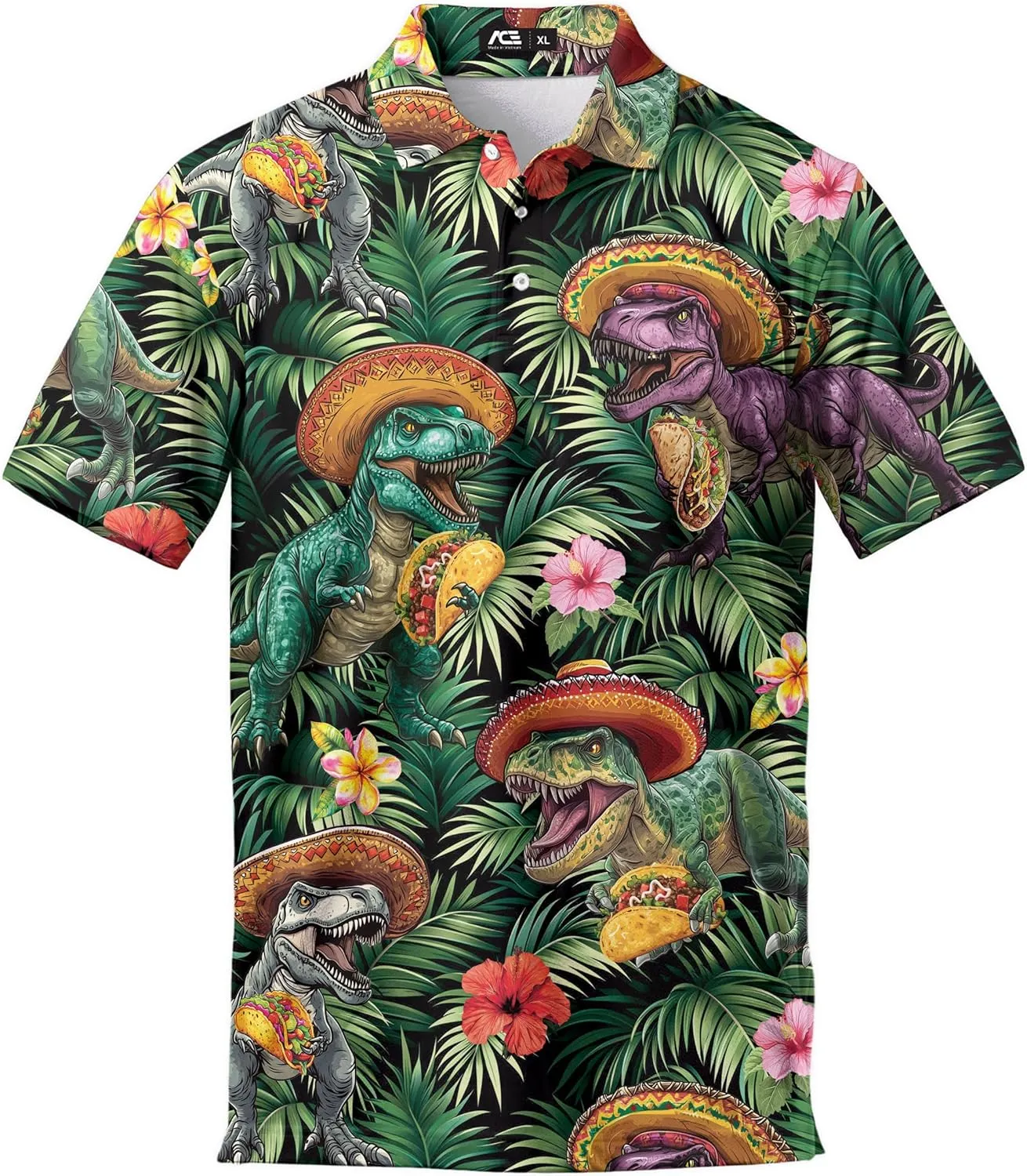 Men's Fat Tuesday Beads Alligator Mardi Gras Pattern Golf Polo Shirt Funny Polo Golf Shirts for Men