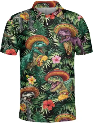 Men's Fat Tuesday Beads Alligator Mardi Gras Pattern Golf Polo Shirt Funny Polo Golf Shirts for Men