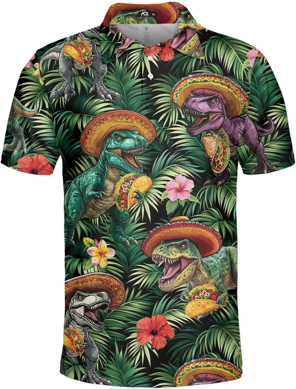 Men's Fat Tuesday Beads Alligator Mardi Gras Pattern Golf Polo Shirt Funny Polo Golf Shirts for Men