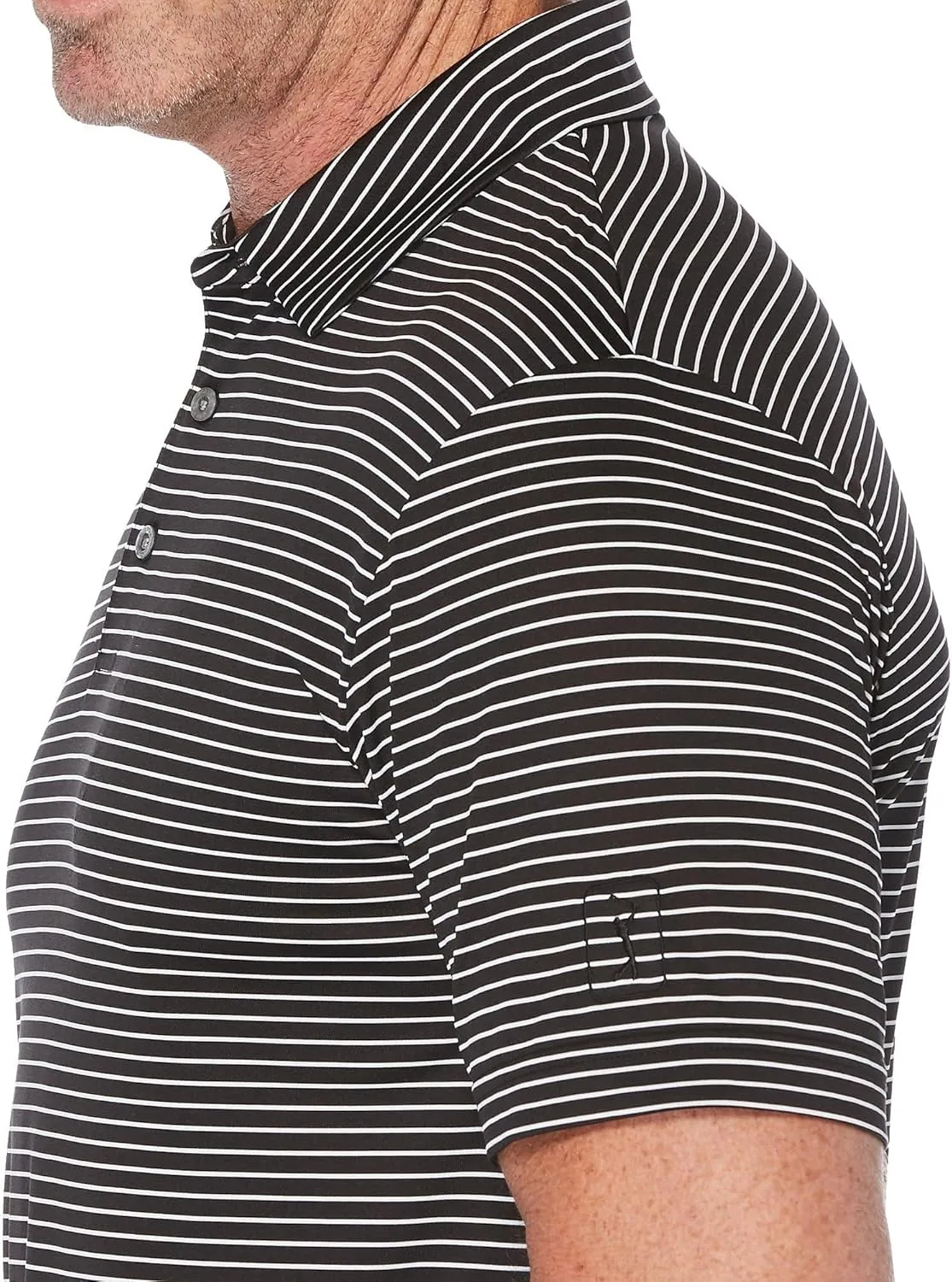 PGA TOUR Stretch Short Sleeve Feeder Stripe Golf Polo, Moisture-Wicking Performance Shirts for Men